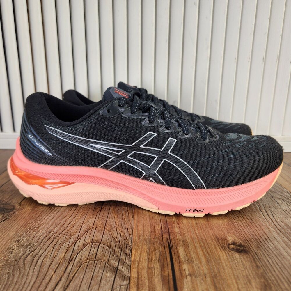 Asics GT-2000 11 Running Shoes Womens Size 10 Black Pink Peach Sneakers 1012B271
